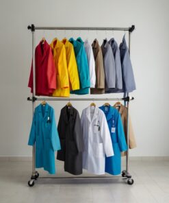 Lab coat with elastic cuff