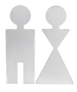 Bathroom Sign - Man and Women - Brushed Stainless Steel - 250 x 90 - 215